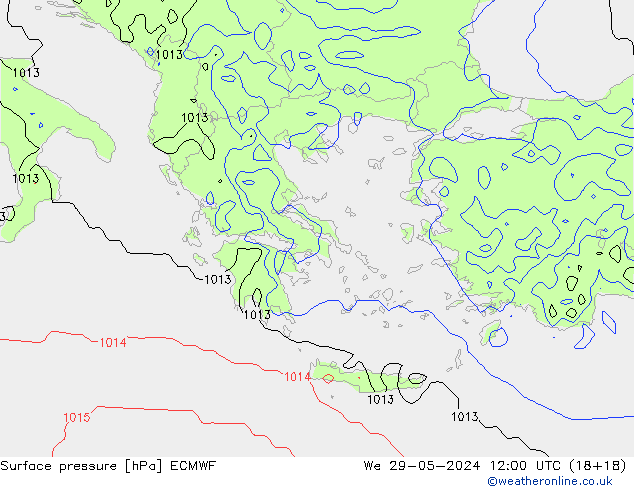 pressão do solo ECMWF Qua 29.05.2024 12 UTC