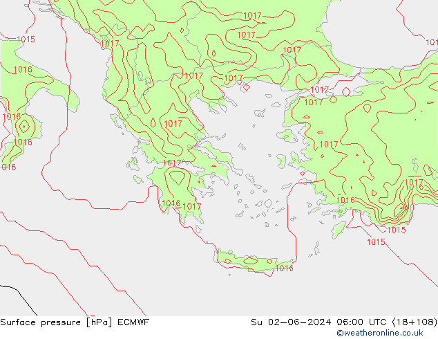 приземное давление ECMWF Вс 02.06.2024 06 UTC