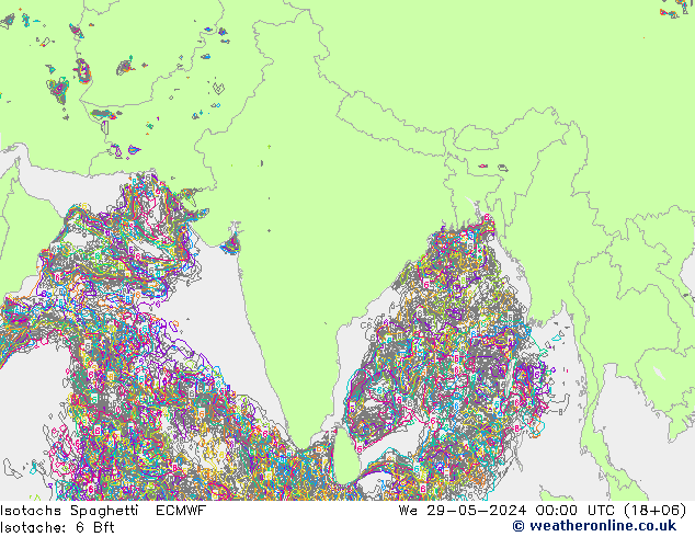 Eşrüzgar Hızları Spaghetti ECMWF Çar 29.05.2024 00 UTC