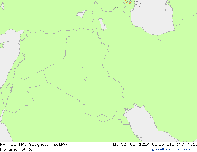 RH 700 hPa Spaghetti ECMWF Seg 03.06.2024 06 UTC