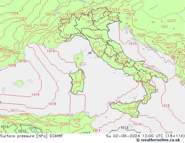 pression de l'air ECMWF dim 02.06.2024 12 UTC