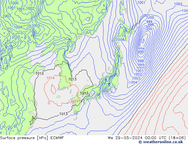 Surface pressure ECMWF We 29.05.2024 00 UTC