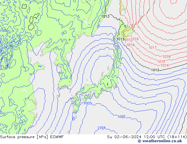 Pressione al suolo ECMWF dom 02.06.2024 12 UTC