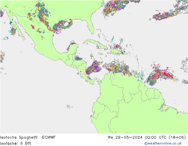 Izotacha Spaghetti ECMWF śro. 29.05.2024 00 UTC