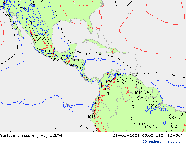 pressão do solo ECMWF Sex 31.05.2024 06 UTC