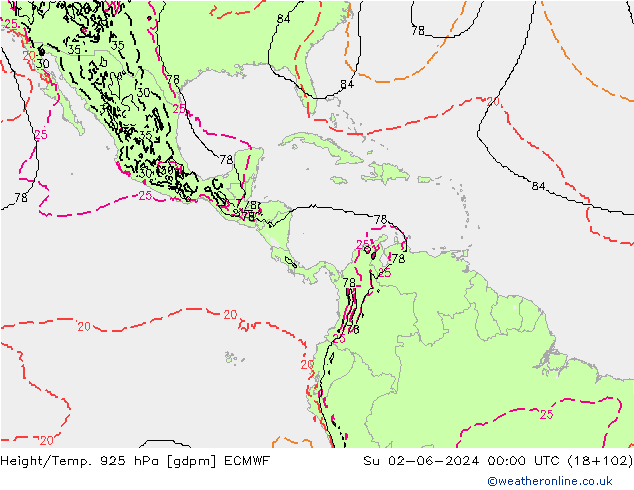 Géop./Temp. 925 hPa ECMWF dim 02.06.2024 00 UTC