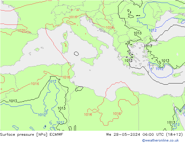 Surface pressure ECMWF We 29.05.2024 06 UTC