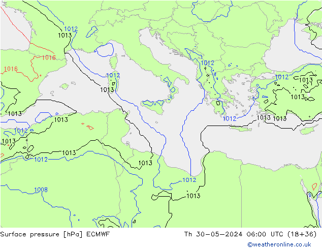 ciśnienie ECMWF czw. 30.05.2024 06 UTC