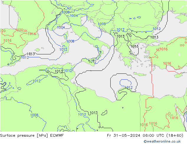 Surface pressure ECMWF Fr 31.05.2024 06 UTC