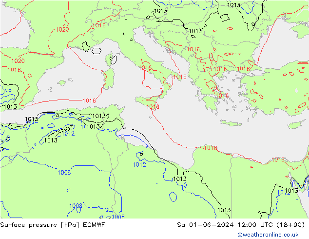 приземное давление ECMWF сб 01.06.2024 12 UTC