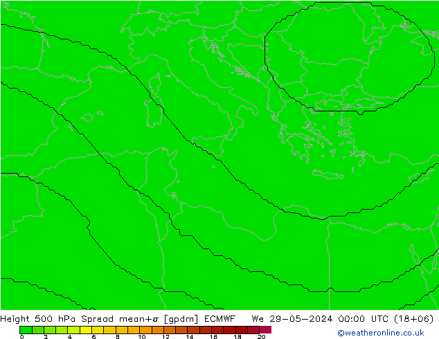 Geop. 500 hPa Spread ECMWF mié 29.05.2024 00 UTC