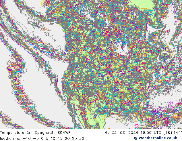 température 2m Spaghetti ECMWF lun 03.06.2024 18 UTC