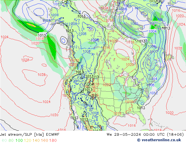 Polarjet/Bodendruck ECMWF Mi 29.05.2024 00 UTC