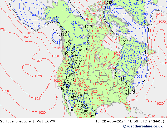 Yer basıncı ECMWF Sa 28.05.2024 18 UTC