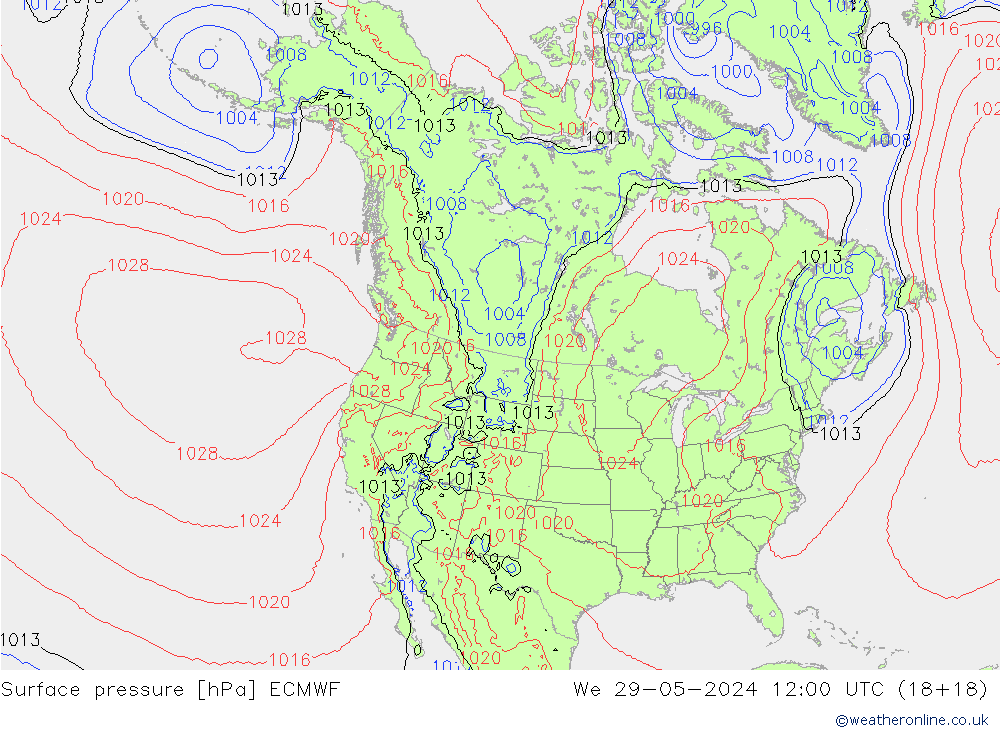 Atmosférický tlak ECMWF St 29.05.2024 12 UTC