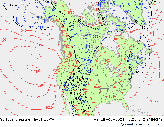pression de l'air ECMWF mer 29.05.2024 18 UTC