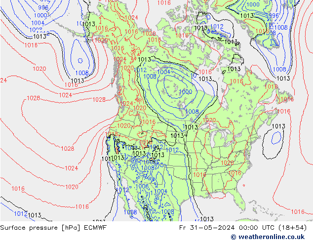 ciśnienie ECMWF pt. 31.05.2024 00 UTC