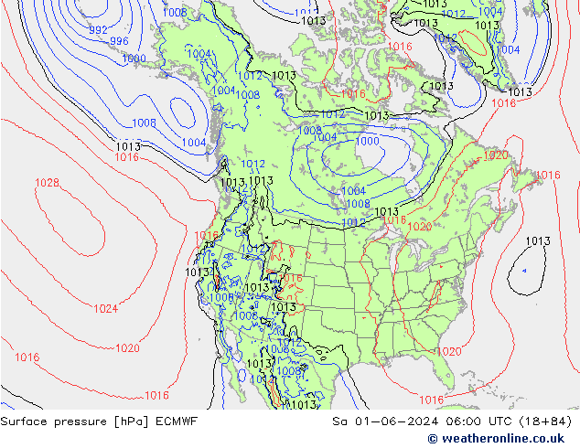 Pressione al suolo ECMWF sab 01.06.2024 06 UTC