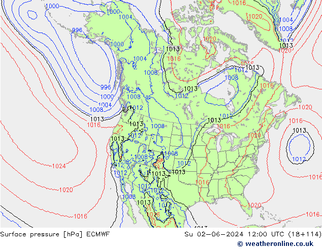 Luchtdruk (Grond) ECMWF zo 02.06.2024 12 UTC