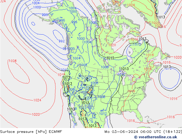 Surface pressure ECMWF Mo 03.06.2024 06 UTC