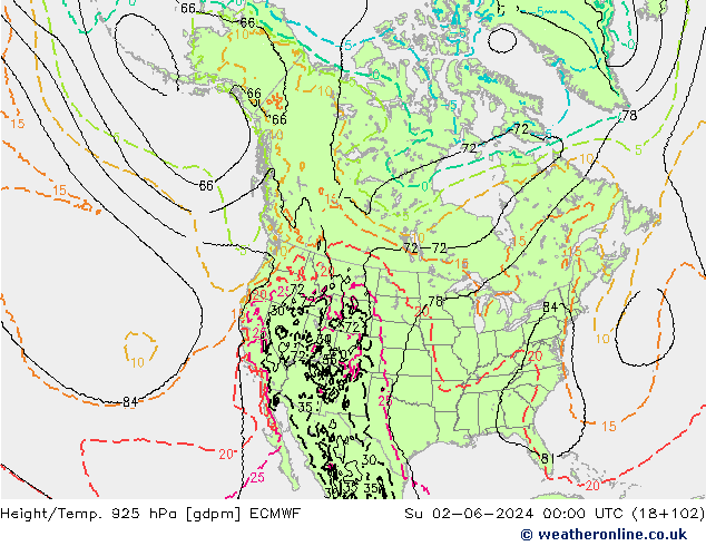 Height/Temp. 925 hPa ECMWF  02.06.2024 00 UTC