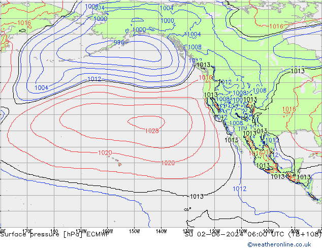 Yer basıncı ECMWF Paz 02.06.2024 06 UTC