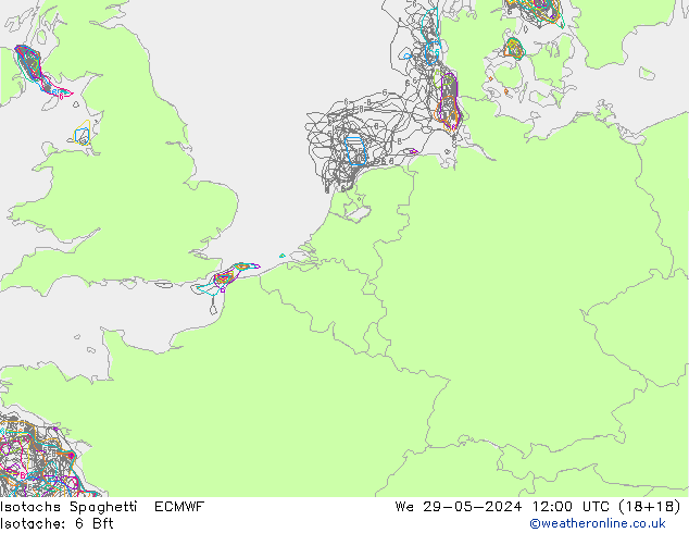 Izotacha Spaghetti ECMWF śro. 29.05.2024 12 UTC