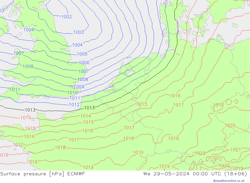 Surface pressure ECMWF We 29.05.2024 00 UTC