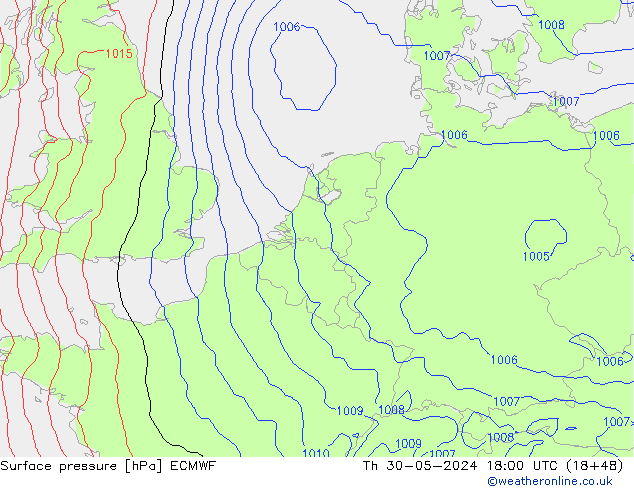 Surface pressure ECMWF Th 30.05.2024 18 UTC