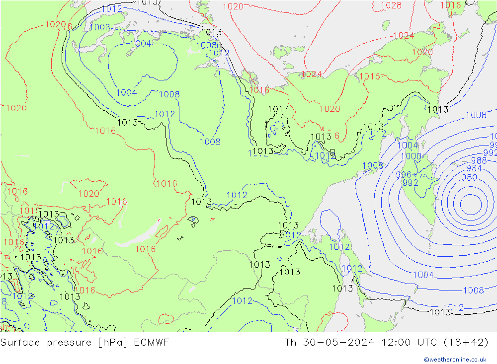 приземное давление ECMWF чт 30.05.2024 12 UTC