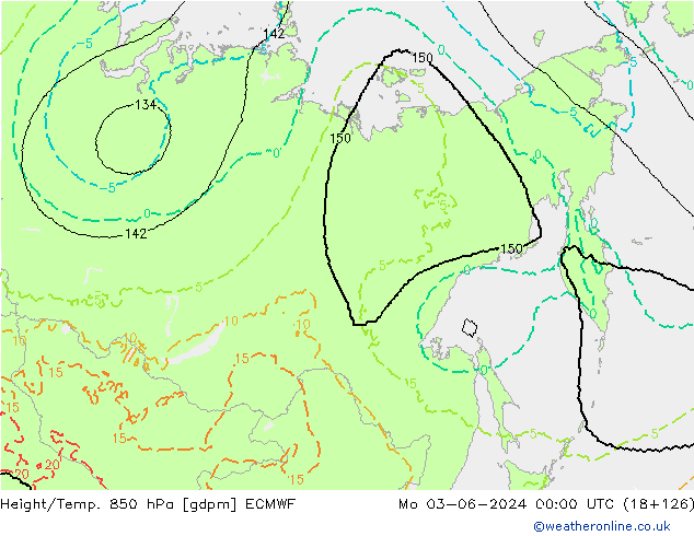 Height/Temp. 850 hPa ECMWF Mo 03.06.2024 00 UTC