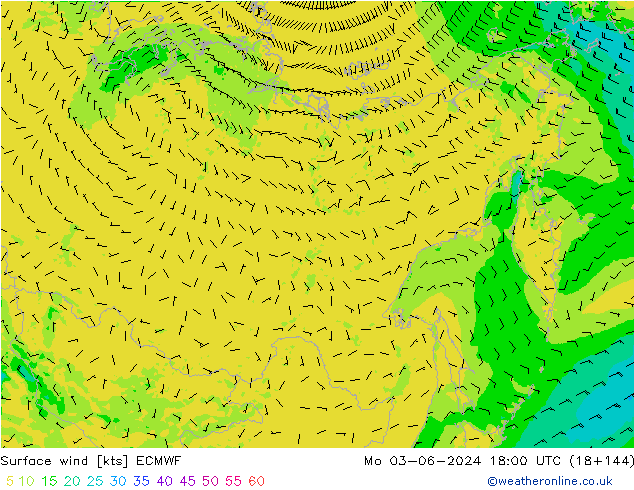 Viento 10 m ECMWF lun 03.06.2024 18 UTC