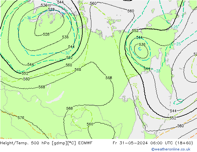 Height/Temp. 500 hPa ECMWF  31.05.2024 06 UTC