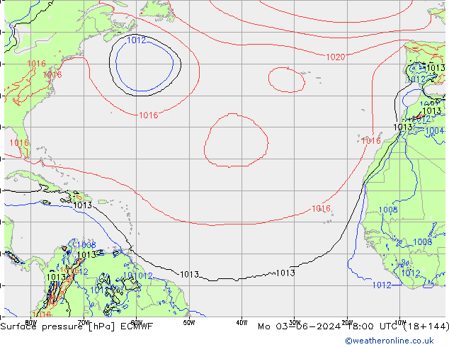 Surface pressure ECMWF Mo 03.06.2024 18 UTC