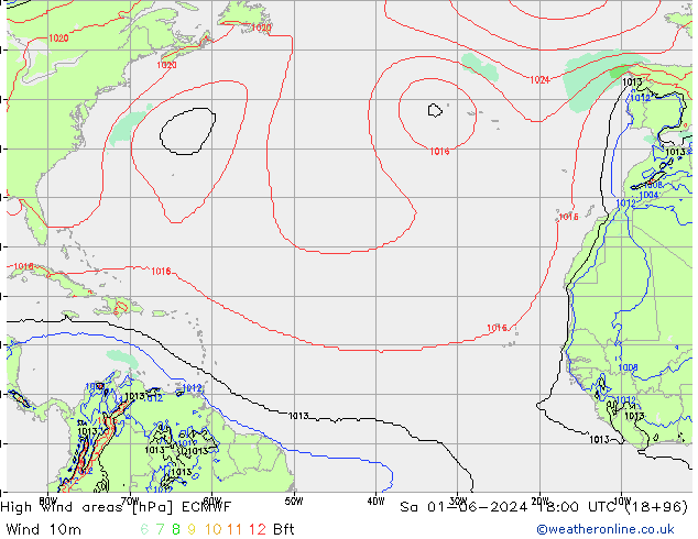 High wind areas ECMWF сб 01.06.2024 18 UTC