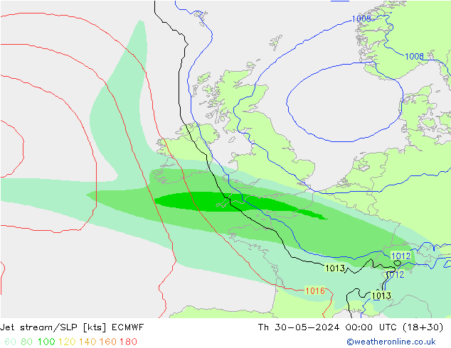 Jet Akımları/SLP ECMWF Per 30.05.2024 00 UTC