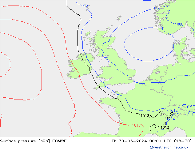 pressão do solo ECMWF Qui 30.05.2024 00 UTC