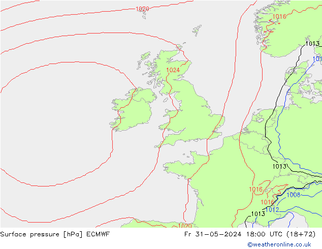 Pressione al suolo ECMWF ven 31.05.2024 18 UTC