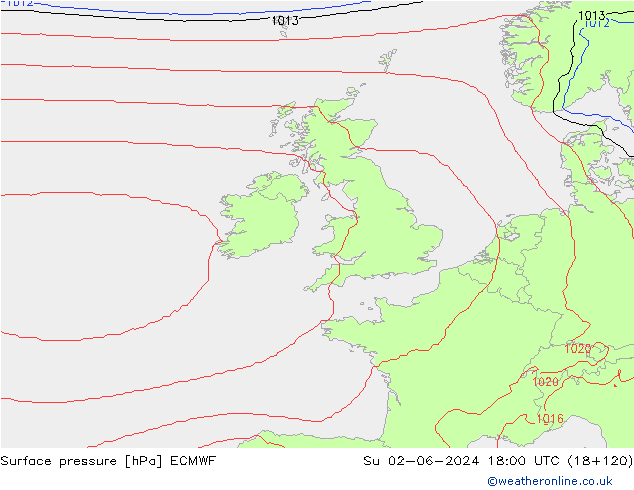 приземное давление ECMWF Вс 02.06.2024 18 UTC