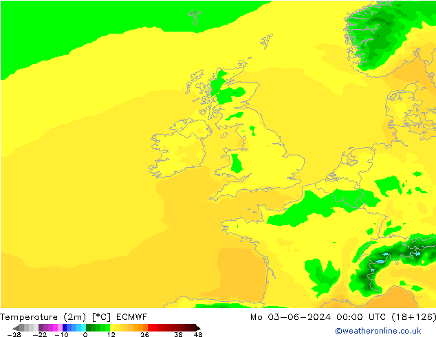 Temperatura (2m) ECMWF lun 03.06.2024 00 UTC