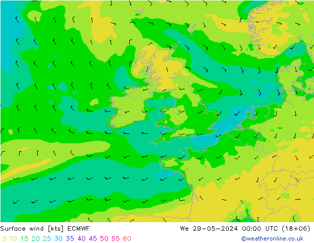 Surface wind ECMWF We 29.05.2024 00 UTC