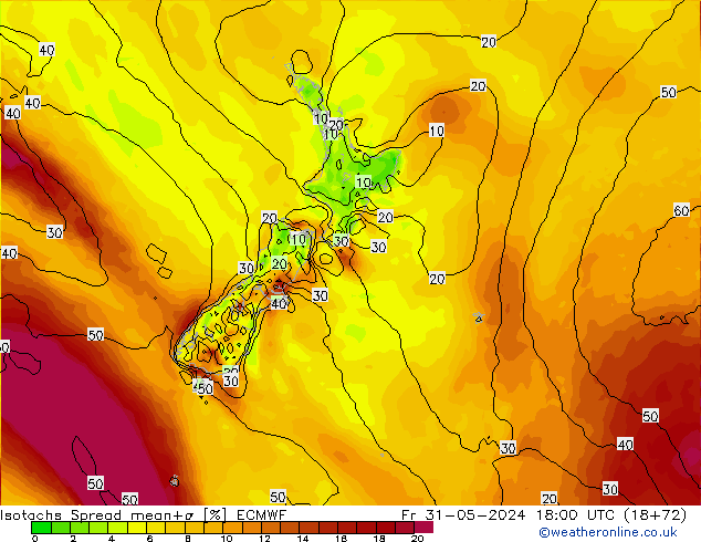 Izotacha Spread ECMWF pt. 31.05.2024 18 UTC