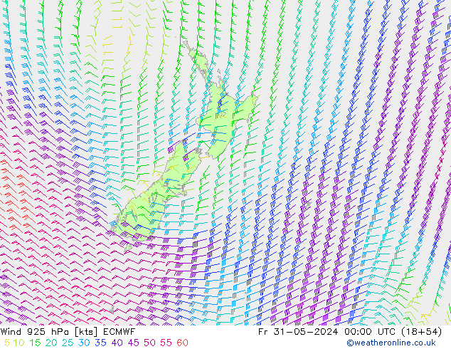 Rüzgar 925 hPa ECMWF Cu 31.05.2024 00 UTC