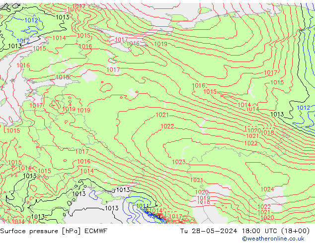 pressão do solo ECMWF Ter 28.05.2024 18 UTC