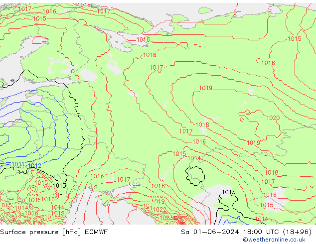 Luchtdruk (Grond) ECMWF za 01.06.2024 18 UTC