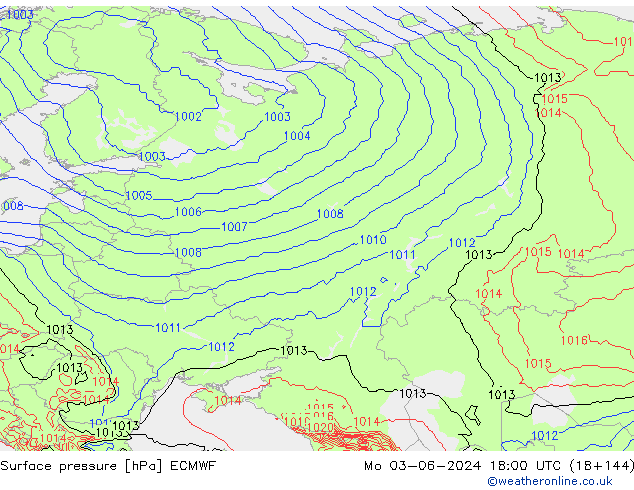 Surface pressure ECMWF Mo 03.06.2024 18 UTC