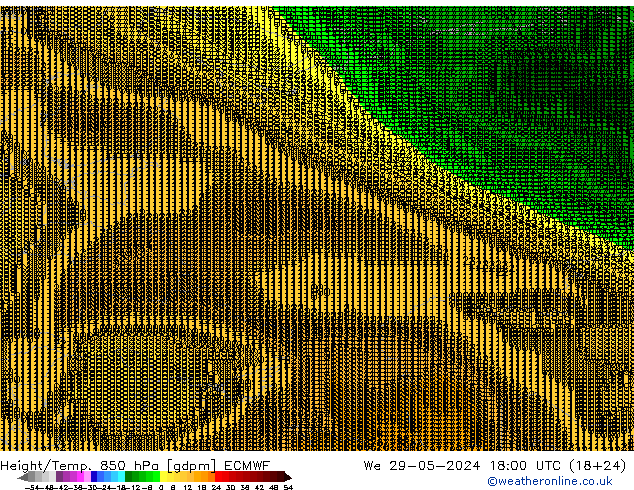 Height/Temp. 850 hPa ECMWF St 29.05.2024 18 UTC