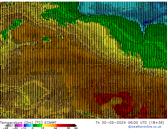 Temperature (2m) ECMWF Čt 30.05.2024 06 UTC
