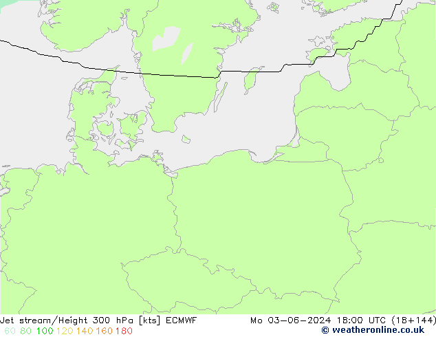 Corrente a getto ECMWF lun 03.06.2024 18 UTC