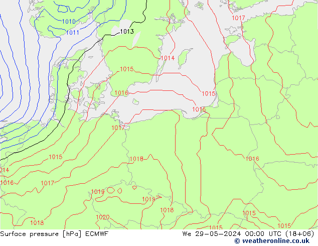 Pressione al suolo ECMWF mer 29.05.2024 00 UTC
